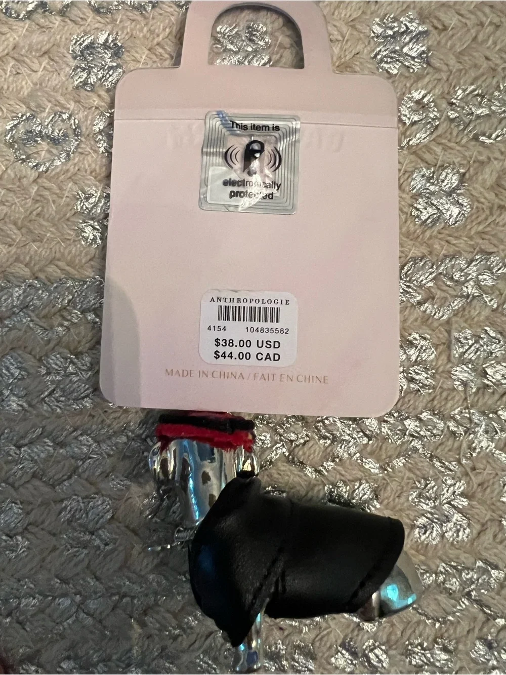 Anthropologie Dachshund Dog Bag Charm with Black Coat and Red Hat